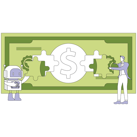 Businessman technology advance paper currency  Illustration