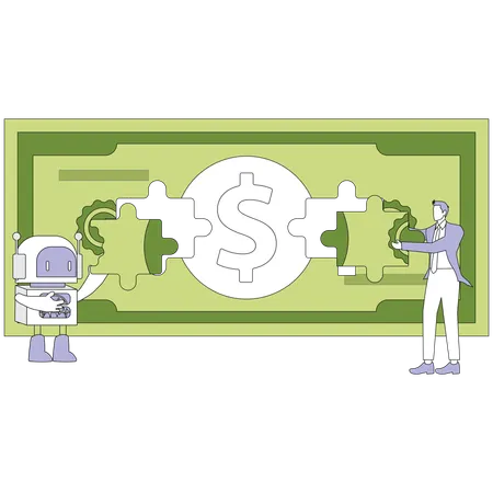 Businessman technology advance paper currency  Illustration