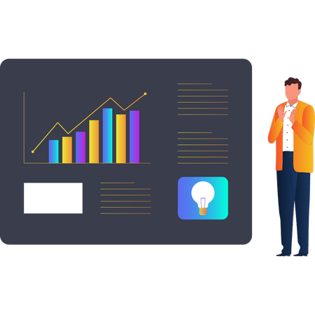 Businessman telling about business analytics  Illustration