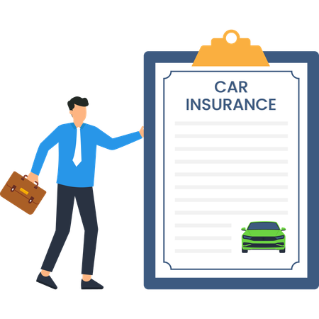 Businessman telling about car insurance  Illustration