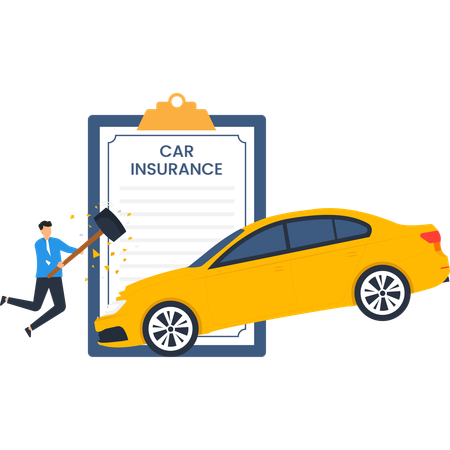 Businessman telling about car insurance  Illustration