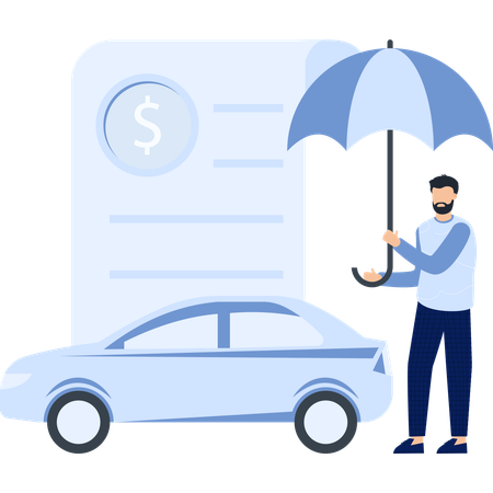 Businessman telling about car insurance  Illustration