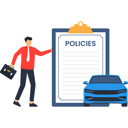 Businessman telling about car policy  Illustration