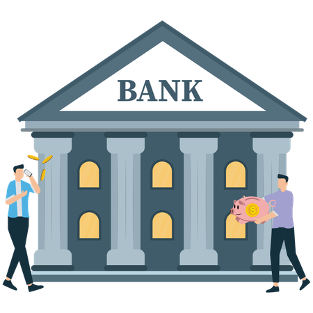 Businessman telling about Commercial Banking Solutions Overview  Illustration
