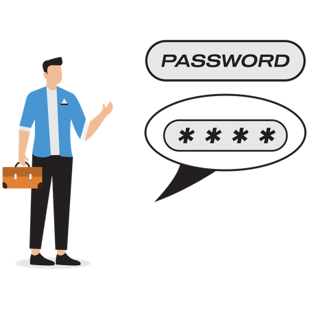 Businessman telling about security password  Illustration