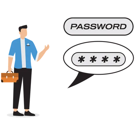 Businessman telling about security password  Illustration