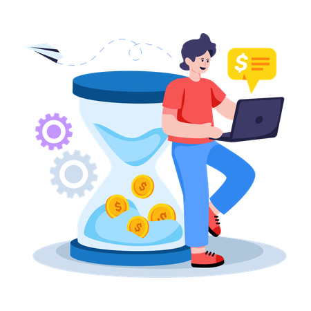 Businessman telling about Time Is Money  Illustration