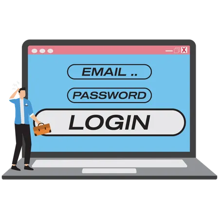 Businessman thinking about account password  Illustration