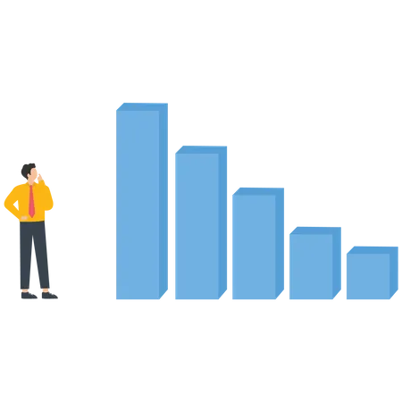 Businessman thinking about analysis chart  Illustration