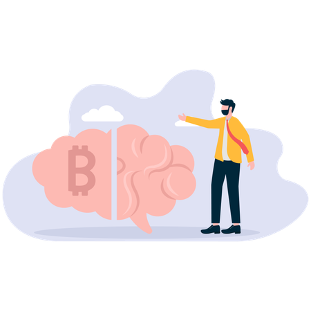 Businessman thinking about bitcoin  Illustration