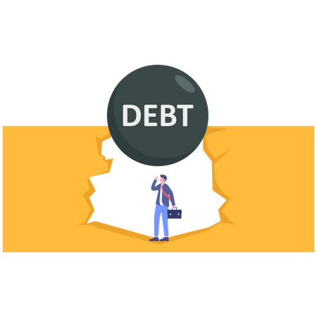 Businessman thinking about business debt  Illustration
