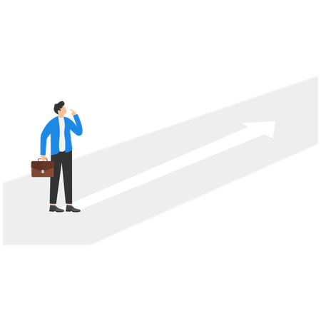 Businessman thinking about business direction  Illustration