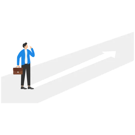 Businessman thinking about business direction  Illustration