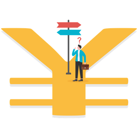 Businessman thinking about business direction  Illustration