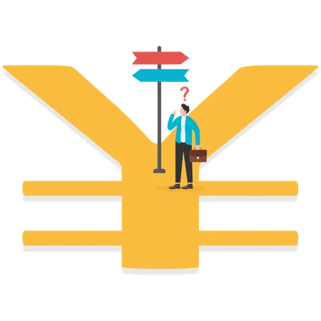 Businessman thinking about business direction  Illustration