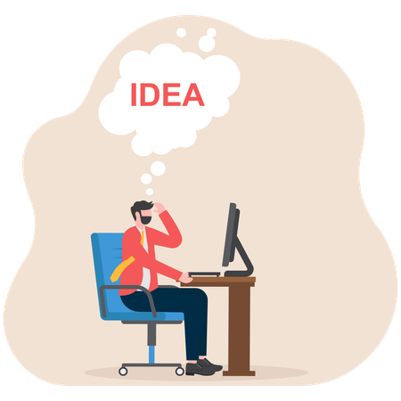 Businessman thinking about business idea  Illustration