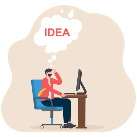 Businessman thinking about business idea  Illustration