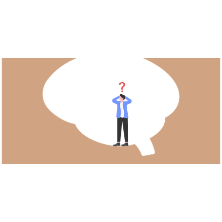 Businessman thinking about business problems  Illustration