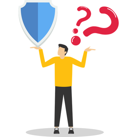 Businessman thinking about business protection  Illustration