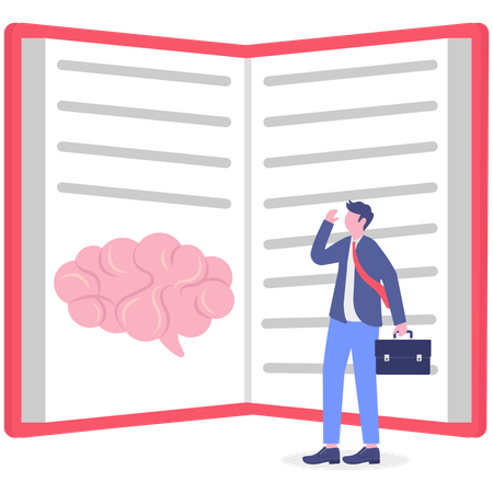 Businessman thinking about business skill  Illustration