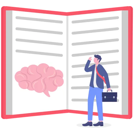 Businessman thinking about business skill  Illustration