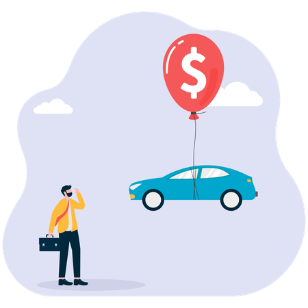 Businessman thinking about car insurance  Illustration