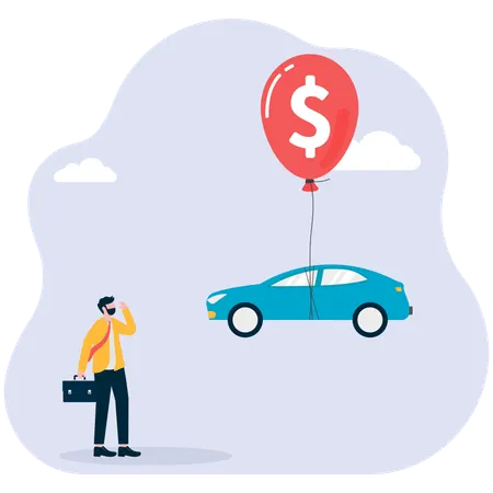 Businessman thinking about car insurance  Illustration