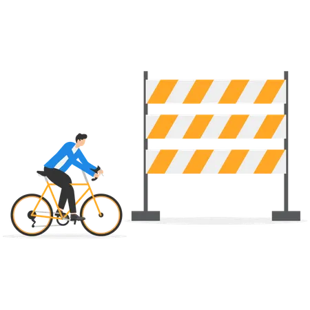 Businessman thinking about career ladder and overcoming obstacles  Illustration