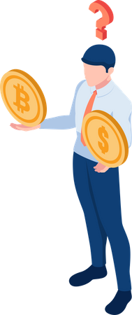 Businessman Thinking About Cryptocurrency Investments  Illustration