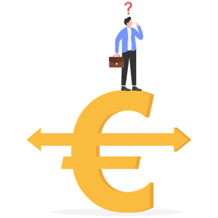 Businessman thinking about foreign investment  Illustration