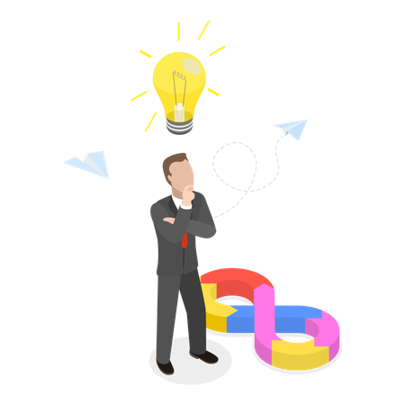 Businessman thinking about idea for business growth  Illustration