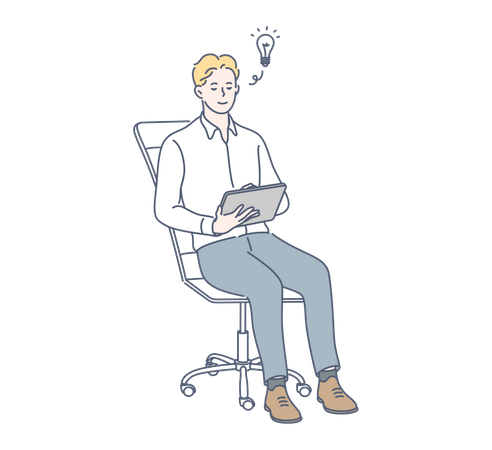 Businessman thinking about idea  Illustration