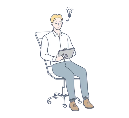 Businessman thinking about idea  Illustration