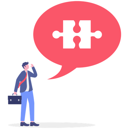 Businessman thinking about jigsaw solution  Illustration