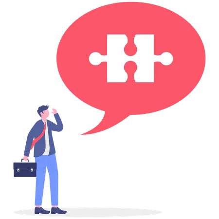 Businessman thinking about jigsaw solution  Illustration