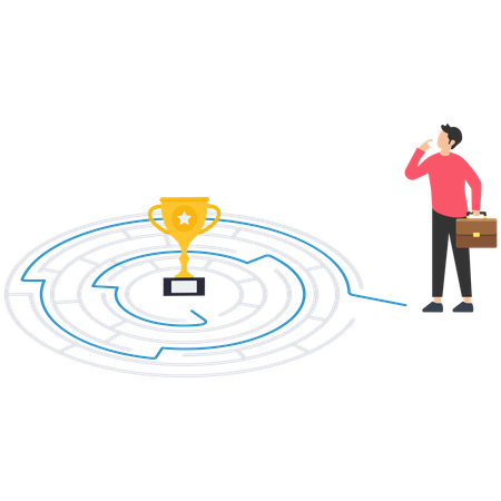 Businessman thinking about maze puzzle  Illustration