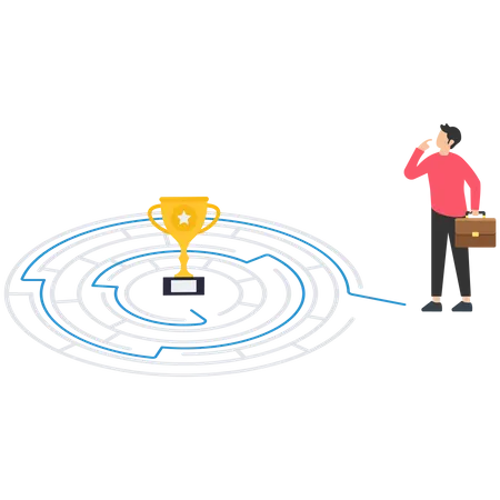 Businessman thinking about maze puzzle  Illustration