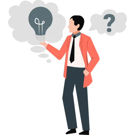 Businessman thinking about new idea  Illustration