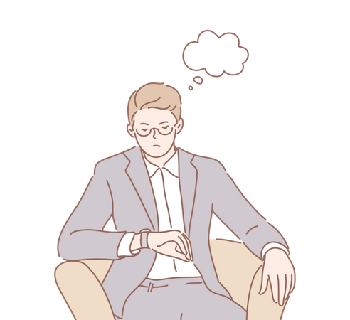 Businessman thinking about passing time  Illustration