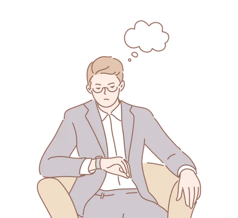 Businessman thinking about passing time  Illustration