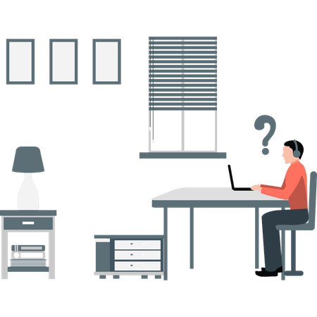 Businessman thinking about remote work  Illustration