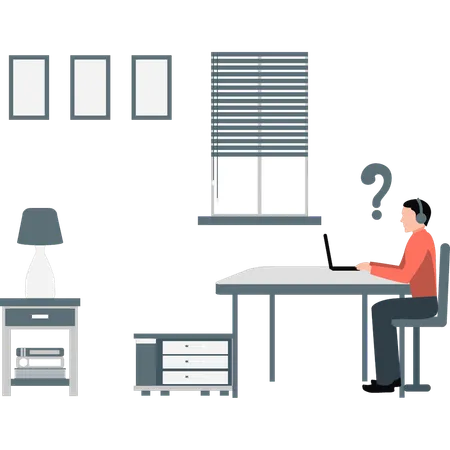 Businessman thinking about remote work  Illustration