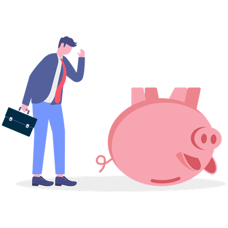 Businessman thinking about savings  Illustration