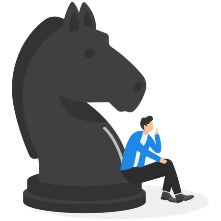 Strategic Thinking To Get Business Solutions And Win Competitions Leadership Challenges To Think About New Ideas Intelligence Or Wisdom For Success Businessman Thinking With Chess Pieces Illustration