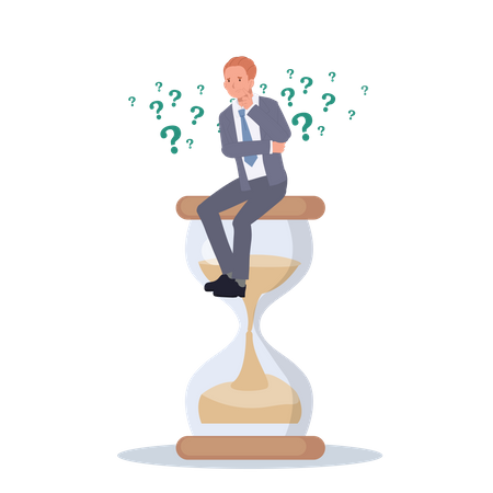 Businessman thinking about time  Illustration