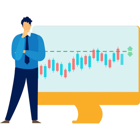 Businessman thinking about trading chart  Illustration