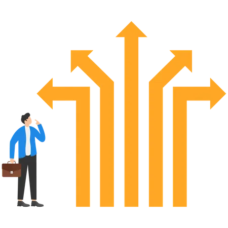 Which Way To Go Business Direction Concept Flat Cartoon Vector Style Illustration