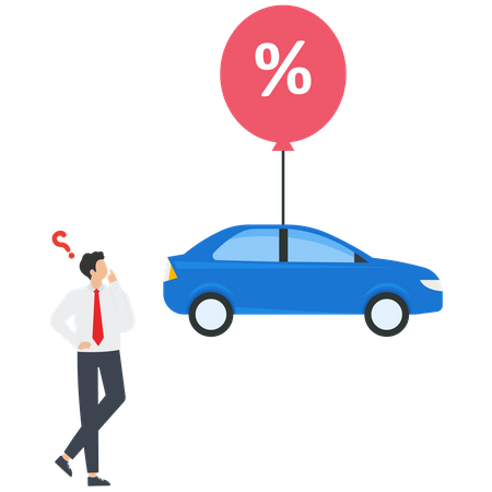 Businessman thinking car price  Illustration