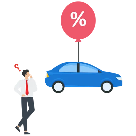 Businessman thinking car price  Illustration