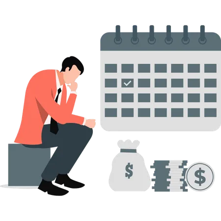 Businessman thinking for business investment calendar  Illustration